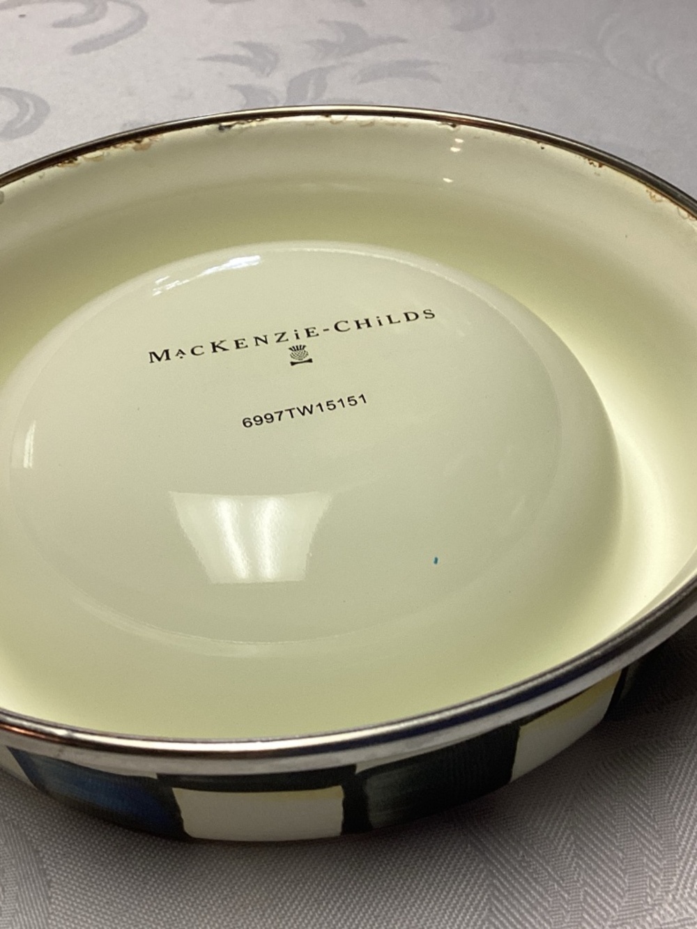 MACKENZIE CHILDS Pet Bowl Cat Dog Bowl for Food Water Courtly Check - Picture 8 of 9